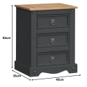 Corona Charcoal Medium 3 Drawer Bedside