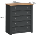 Corona Charcoal Small 5 Drawer Chest