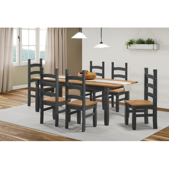 Corona Charcoal Large Extending Dining Table & 6 Chairs