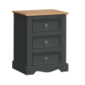 Corona Charcoal Medium 3 Drawer Bedside