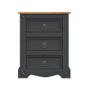 Corona Charcoal Medium 3 Drawer Bedside