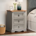 Corona Grey Wax 3 Drawer Bedside