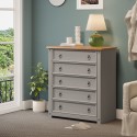 Corona Grey Wax Small 5 Drawer Chest