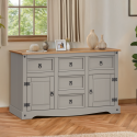 Corona Grey Wax 2 Door 5 Drawer Large Sideboard