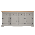 Corona Grey Wax 4 Door Sideboard