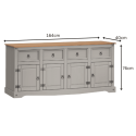 Corona Grey Wax 4 Door Sideboard