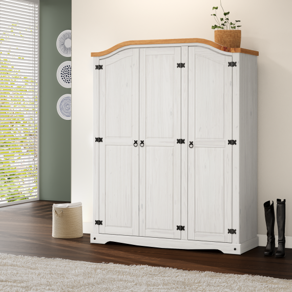 Corona White 3 Door Arch Top Wardrobe