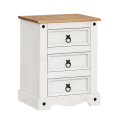 Corona White Large 3 Drawer Bedside