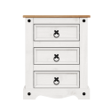 Corona White Large 3 Drawer Bedside