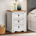 Corona White Large 3 Drawer Bedside