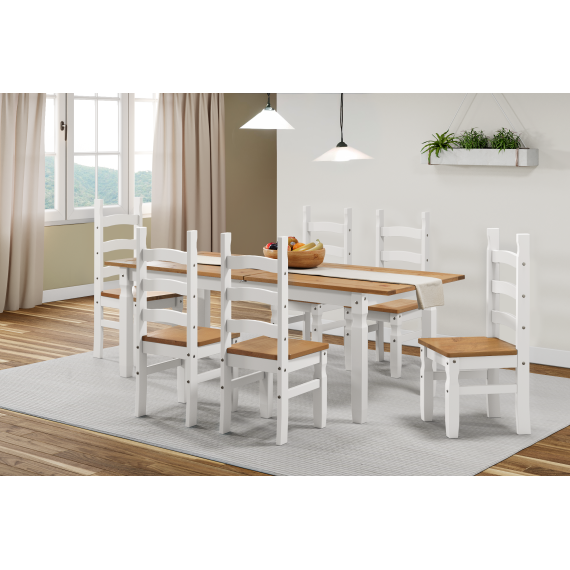 Corona White Large Extending Dining Table & 6 Chairs