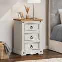 Corona White Medium 3 Drawer Bedside