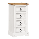 Corona White 4 Drawer Narrow Bedside