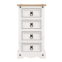 Corona White 4 Drawer Narrow Bedside