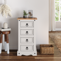 Corona White 4 Drawer Narrow Bedside