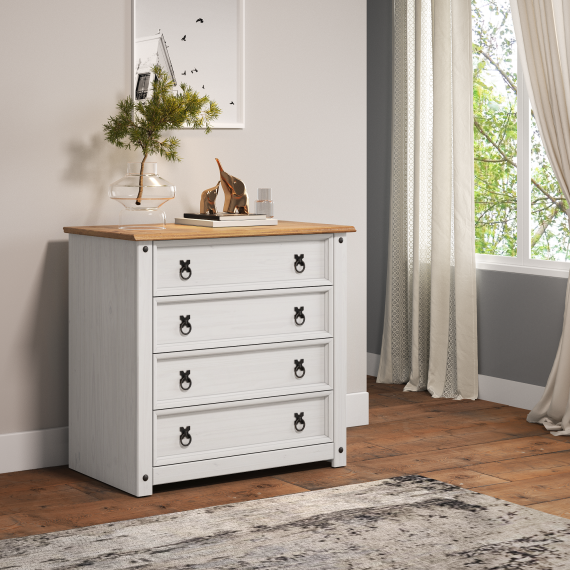 Corona White Small 4 Drawer Chest