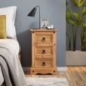 Corona Narrow 3 Drawer Bedside