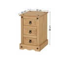 Corona Narrow 3 Drawer Bedside