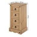 Corona Narrow 4 Drawer Bedside