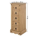 Corona Narrow 5 Drawer Bedside