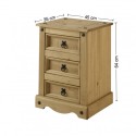 Corona Medium 3 Drawer Bedside