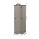 Corona Grey Wax 1 Door Arch Top Wardrobe