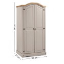 Corona Grey Wax 2 Door Arch Top Wardrobe