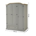 Corona Grey Wax 3 Door 1 Drawer Wardrobe