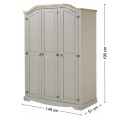 Corona Grey Wax 3 Door Arch Top Wardrobe