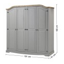 Corona Grey Wax 4 Door Arch Top Wardrobe