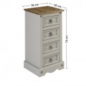 Corona Grey Wax 4 Drawer Narrow Bedside