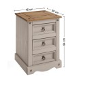 Corona Grey Wax Medium 3 Drawer Bedside