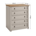 Corona Grey Wax Small 5 Drawer Chest