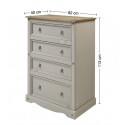 Corona Grey Wax Compact 4 Drawer Chest