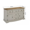 Corona Grey Wax 2 Door 5 Drawer Large Sideboard