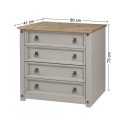 Corona Grey Wax Small 4 Drawer Chest