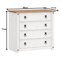 Corona White Small 4 Drawer Chest